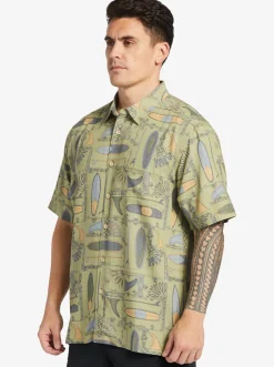 Quiksilver Waterman Long Boards Woven Shirt Tea Longboards Hot