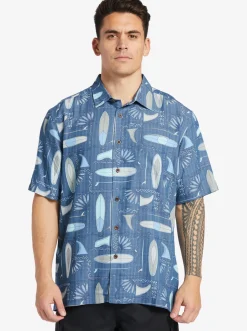 Quiksilver Waterman Long Boards Woven Shirt Longboards Ensign Blue New