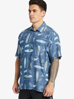 Quiksilver Waterman Long Boards Woven Shirt Longboards Ensign Blue New