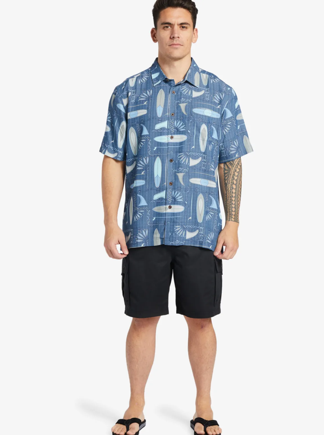 Quiksilver Waterman Long Boards Woven Shirt Longboards Ensign Blue New