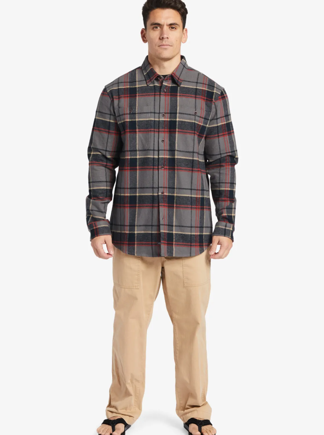 Quiksilver Waterman Lower Ridge Flannel Long Sleeve Top Granite Grey Lower Ridge Sale