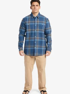 Quiksilver Waterman Lower Ridge Flannel Long Sleeve Top Ensign Blue Lower Ridge Store