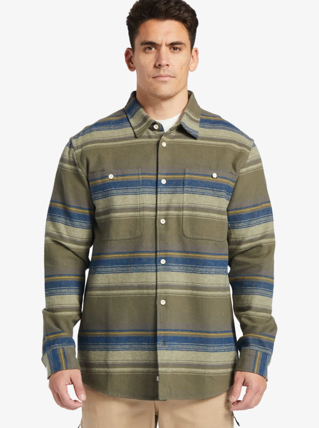 Quiksilver Waterman Lowest Tide Flannel Long Sleeve Top Dusty Olive Lowest Tide Sale