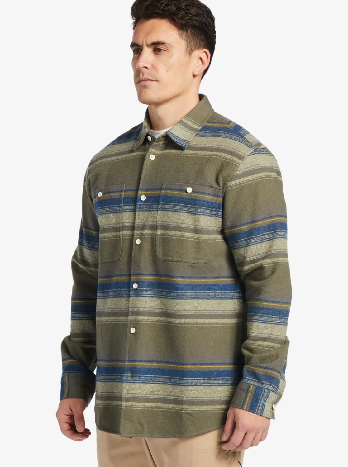 Quiksilver Waterman Lowest Tide Flannel Long Sleeve Top Dusty Olive Lowest Tide Sale