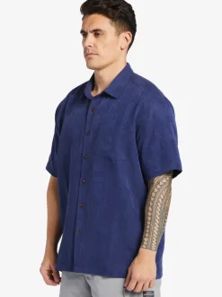 Quiksilver Waterman Manele Bay Short Sleeve Shirt Medieval Blue Fashion