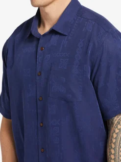 Quiksilver Waterman Manele Bay Short Sleeve Shirt Medieval Blue Fashion