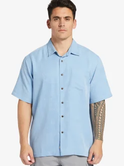 Quiksilver Waterman Manele Bay Short Sleeve Shirt Dusk Blue Sale