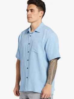 Quiksilver Waterman Manele Bay Short Sleeve Shirt Dusk Blue Sale