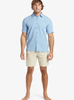 Quiksilver Waterman Manele Bay Short Sleeve Shirt Dusk Blue Sale