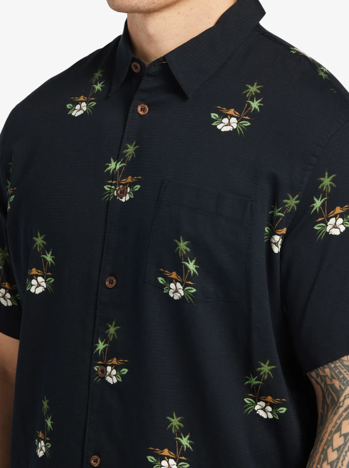 Quiksilver Waterman Micronesia Woven Shirt Micronesia Dusk Black Cheap