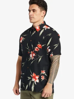 Quiksilver Waterman Night Bloomer Woven Shirt Black Night Bloomer Shop