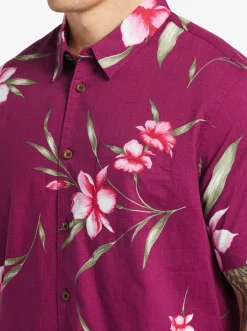 Quiksilver Waterman Night Bloomer Woven Shirt Magenta Night Bloomer Outlet