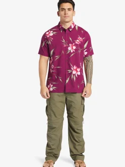 Quiksilver Waterman Night Bloomer Woven Shirt Magenta Night Bloomer Outlet
