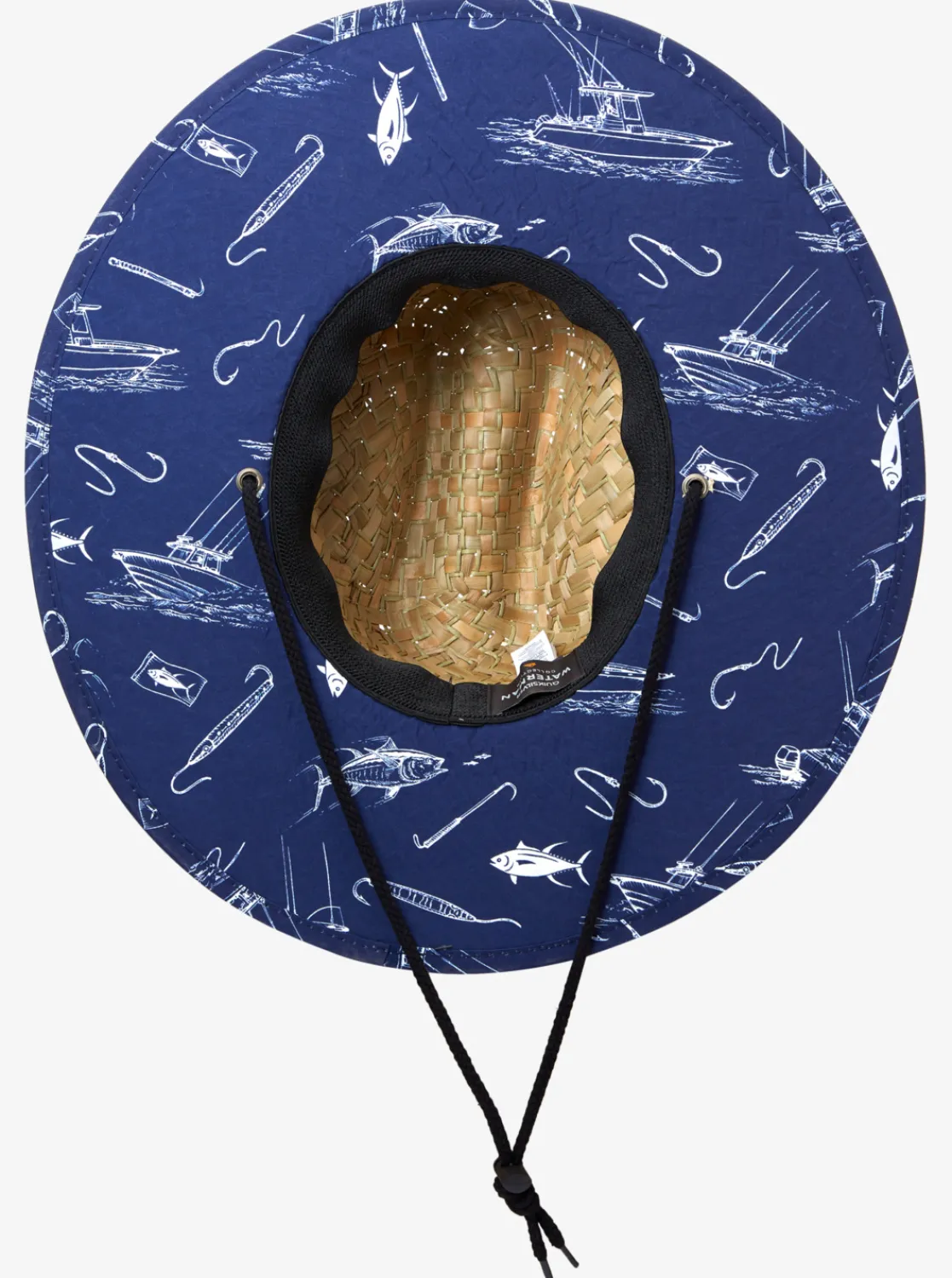 Quiksilver Waterman Outsider Straw Lifeguard Hat Medieval Blue Line Spinner Best Sale
