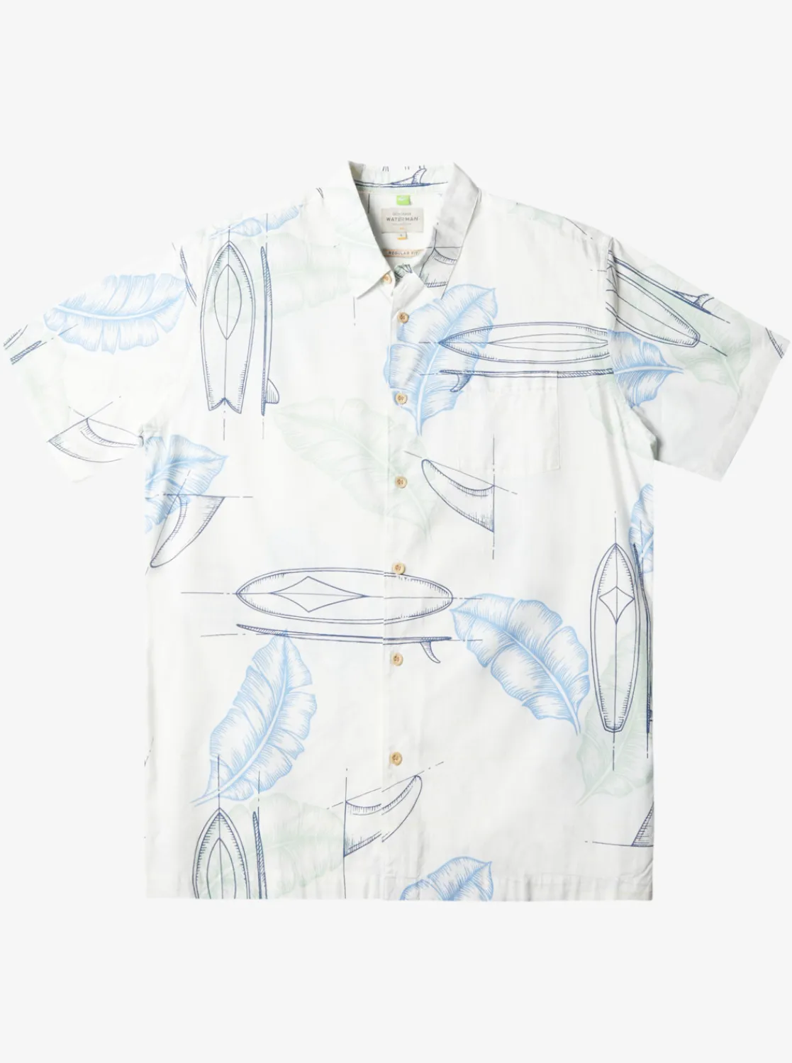 Quiksilver Waterman Right Point Short Sleeve Shirt Antique White Right Point Fashion