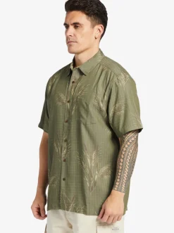 Quiksilver Waterman Skipped Out Woven Shirt Dusty Olive Skipped Out New