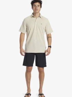 Quiksilver Waterman Water Short Sleeve Polo Shirt Brown Rice Cheap
